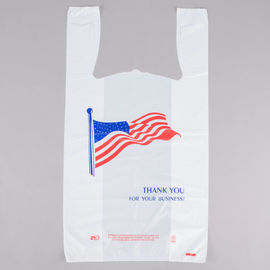 Amerikan Bayrağı Desen T Shirt Alışveriş Çantaları Ağır HDPE Malzeme