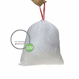 Haddelenmiş İpli Mutfak Çöp Poşetleri, HDPE Çöp Torbası Beyaz Renk