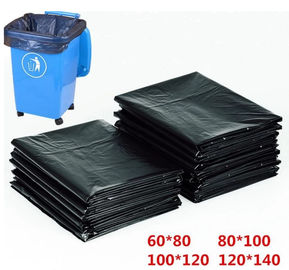 HDPE Malzeme Düz Geri Dönüştürülebilir Çöp Torbaları Kabartmalı Yüzey Siyah Renk