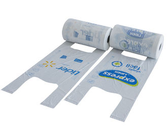 Rulo, beyaz renk, HDPE malzeme üzerinde ambalaj için T Shirt plastik alışveriş torbaları