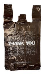 HDPE Malzeme Plastik Poşet, Teşekkür Ederim T-Shirt Çantaları Taşın Siyah 18 Mikron - Kasa Başına 500 Çanta