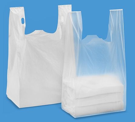 Tişörtlü Alışveriş Çantaları 13 mikrofon.  1000 / kılıf, Baskı ile WHITE Renk, HDPE malzeme